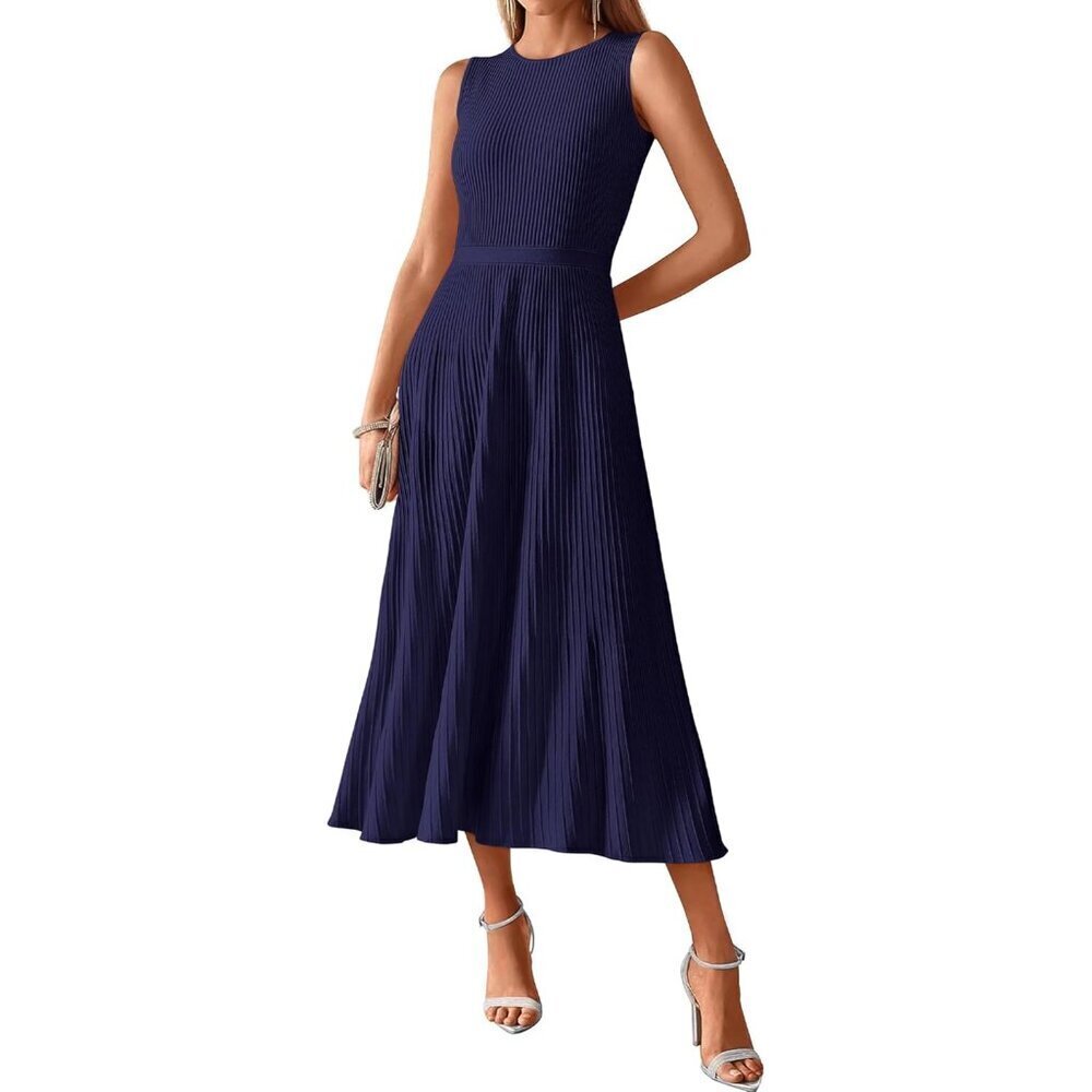 Women Midi Bodycon Tank Dress Knit Sleeveless A Line Business Casual